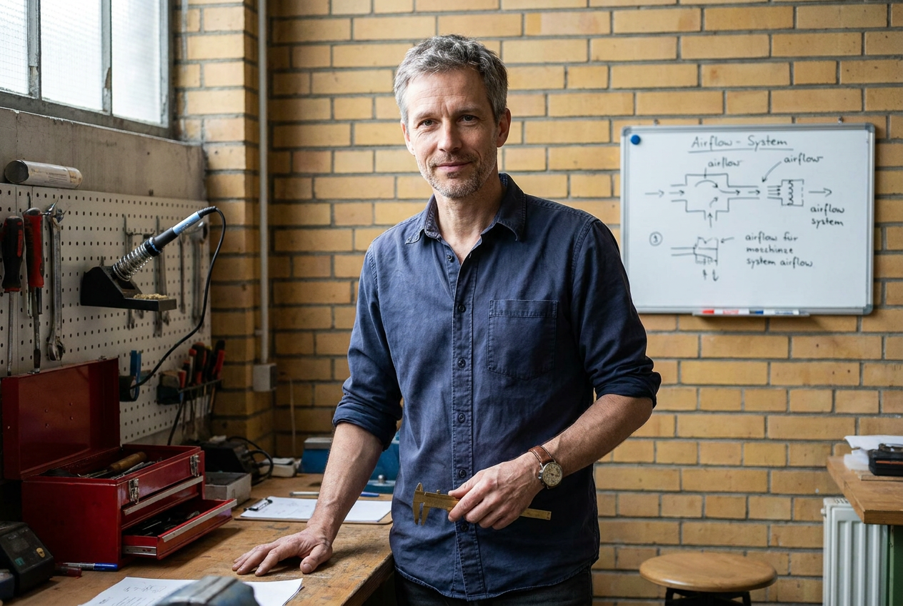 Mike Bennett, inventor of the CoolCove, in his Cincinnati workshop